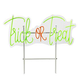Haunted Hill Farm 1-Ft. Neon Green & Red LED Trick or Treat Wall De...
