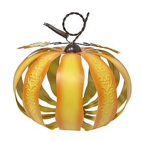 Haunted Hill Farm 1.2-Ft. Metal LED 3D Pumpkin Lantern Decoration f...