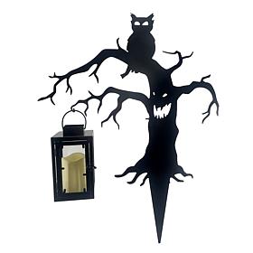 Haunted Hill Farm 2-Ft. LED Metal Spooky Tree with Owl & Lantern fo...