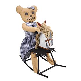 Haunted Hill Farm 2.1-Ft. Bear Riding Rocking Horse Animatronic