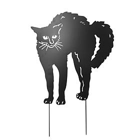 Haunted Hill Farm 3-Ft. Metal Black Cat Decoration with LED Eyes fo...
