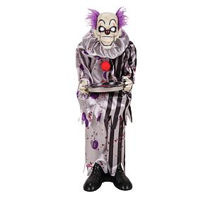 Haunted Hill Farm 3.1-Ft. Standing Animated Clown with Plate Animat...