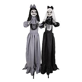 Haunted Hill Farm 5-Ft. Standing Animated Girl Twins Animatronic