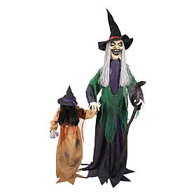 Haunted Hill Farm 5.6-Ft. Standing Witch with a Creepy Girl Animatr...