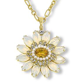 Heidi Daus "In Vogue" Glass and Crystal Flower Pendant with 30" Chain