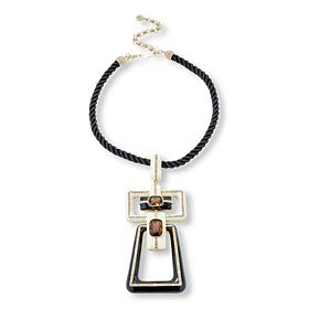 Heidi Daus New Century Enamel Pendant and Black Cord Necklace 