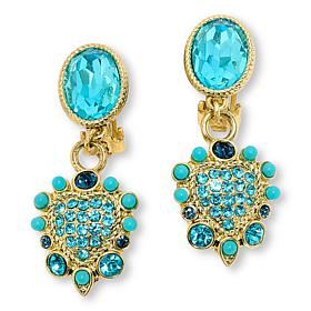 Heidi Daus Santa Fe Blue Stone Heart Drop Earrings