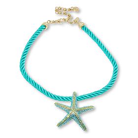 Heidi Daus Starfish Crystal Pendant with 18" Rope Cord Necklace