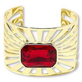 Heidi Daus Sunray Goldtone Octagonal Stone Cuff Bracelet