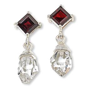 Herkimer "Diamond" Quartz and Garnet Drop Earrings