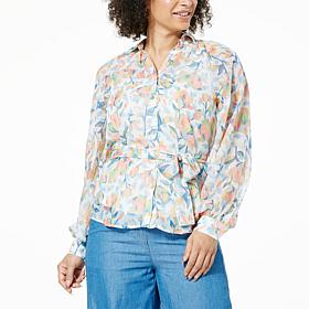 HFR x Undra Celeste Printed Metallic Clip Dot Top