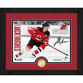 Highland Mint Jack Hughes Bronze Coin & Signed Print in Wood Frame