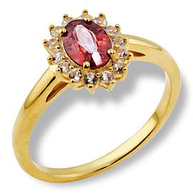 House of Ellure Red Garnet and White Topaz Ring