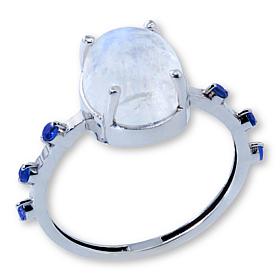 House of Ellure Sterling Silver Moonstone and Sapphire Ring