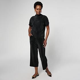 HUE 2-piece Pleated Knit Top and Pant Lounge Set