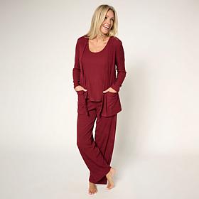 HUE 3-piece Ribbed Knit Lounge Set