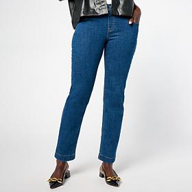 HUE Crosshatch Denim Straight-Leg Pull-On Pant