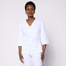 HUE V-Neck Denim Jacket with 3/4 Sleeves