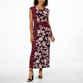 IMAN Global Chic Cap-Sleeve Draped Detail Dress