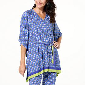 IMAN Global Chic Geo Print Belted Scarf Top