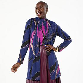 IMAN Global Chic Long Sleeve Open Front Knit Cardigan