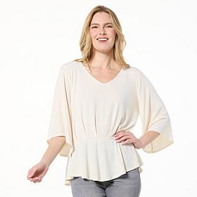 IMAN Global Chic Pleated Knit Peplum Top