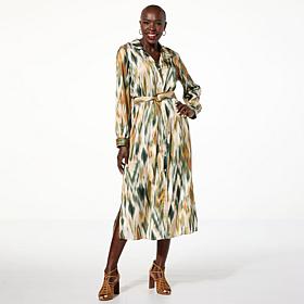 IMAN Global Chic Printed Shirt Dress with Belt