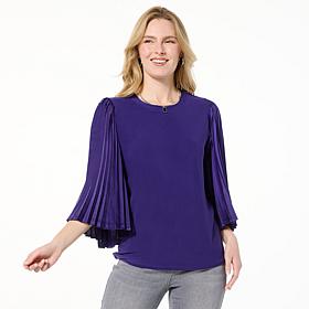 IMAN Global Chic Satin Pleated Sleeve Top