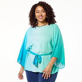 Iman Ombre Dramatic Sleeve Top with Belt
