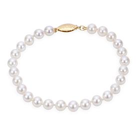 Imperial Pearls 14K Gold 5.5-6mm Cultured Akoya Pearl 7-1/4" Bracelet