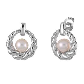 Imperial Pearls 5.5-6mm Cultured Freshwater Pearl Twist Frame Earrings