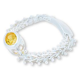 Imperial Silver Diamond-Cut Sterling Silver Wheat Design CZ Ring