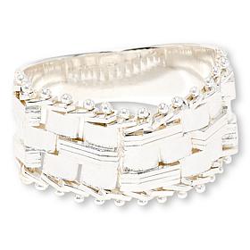 Imperial Silver Flexible Multi-Row Diamond-Cut Cobblestone Ring