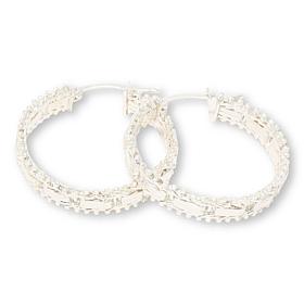 Imperial Silver Mirror Design Diamond-Cut 1" Hoop Earrings