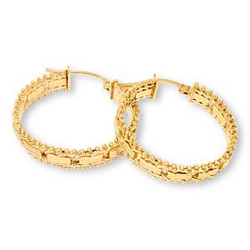 Imperial Silver Mirror Design Diamond-Cut 1" Hoop Earrings