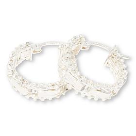 Imperial Silver Mirror Design Diamond-Cut 1/2" Hoop Earrings