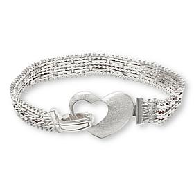 Imperial Silver Mirror Design Diamond Cut  Heart Bracelet