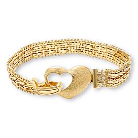 Imperial Silver Mirror Design Diamond Cut  Heart Bracelet