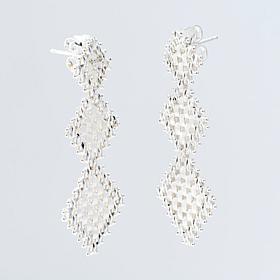 Imperial Silver Satin Lame' Diamond Cut Earrings