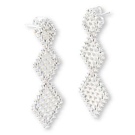 Imperial Silver Satin Lame' Diamond Cut Earrings