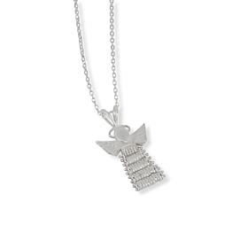 Imperial Silver Ultra Lame' Diamond-Cut Angel Pendant with Chain