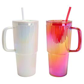 Improvements 2-pack 40 oz. Sculpted Plastic Tumblers with Straws