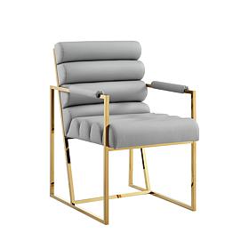 Inspired Home Dalia Velvet Dining Chair with Gold Frame, Grey