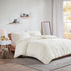 Intelligent Design Malea Shaggy Faux Fur Comforter Set Ivory - King