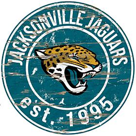 Jacksonville Jaguars Round Distressed Sign