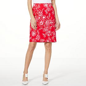 Jaclyn Floral Print Stretch Knit Skirt