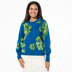 Jaclyn Smith All-Over Floral Jacquard Knit Sweater