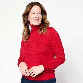 Jaclyn Smith All-Over Rhinestone Turtleneck Sweater