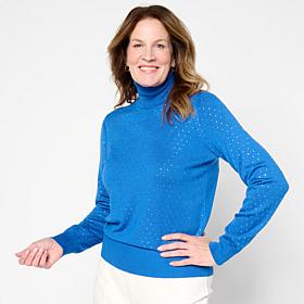 Jaclyn Smith All-Over Rhinestone Turtleneck Sweater