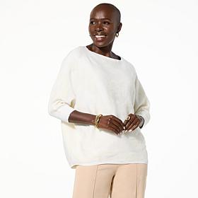 Jaclyn Smith Bouclé Jacquard Batwing-Sleeve Top